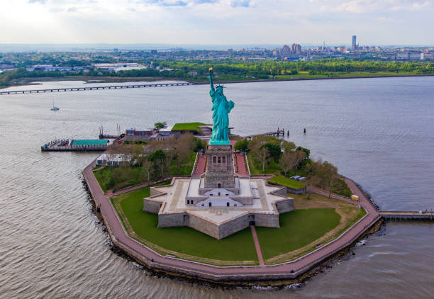 istock Statue of Liberty aerial view 1171566196