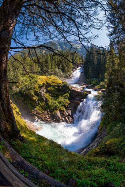 Impressive view on the krimml waterfalls in austria (Krimmler Wasserfälle)