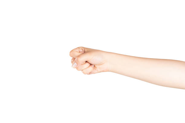 istock Female Hand is Making Fist on Isolated White Background 1171570253