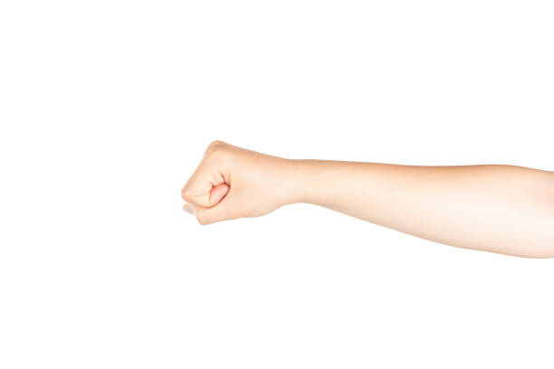 istock Female Hand is Making Fist on Isolated White Background 1171570287