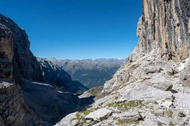 Photo of Panoramic view of famous Dolomites mountain peaks, Brenta. Trentino, Italy