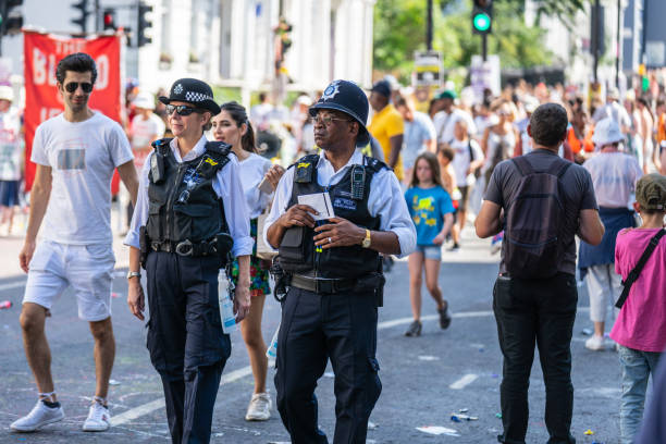 Notting hill carnival.Metropolitan police patrol. London, UK ,August 25, 2019. Notting hill carnival.Metropolitan police patrol. metropolitan police stock pictures, royalty-free photos & images