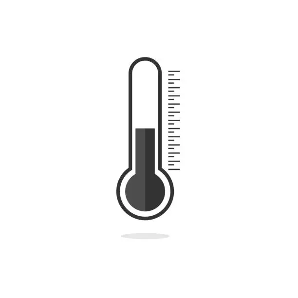 Vector illustration of Thermometer vector icon. Thermometer black icon in simple flat design. Temperature symbol. Celsius thermometer isolated