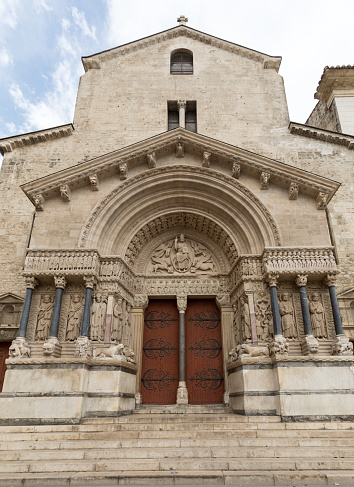 West facade of the Saint Trophime Cathedral in Arles, France. Bouches-du-Rhone,  France