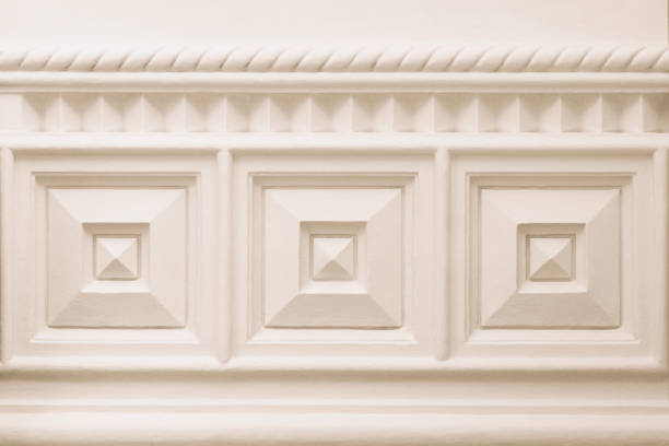 Closeup wall decoration, stucco, background with copy space