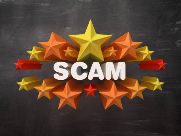 istock Colorful Stars with SCAM Word on Chalkboard Background - 3D Rendering 1171590258