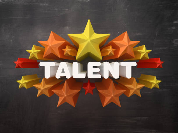 istock Colorful Stars with TALENT Word on Chalkboard Background - 3D Rendering 1171590283