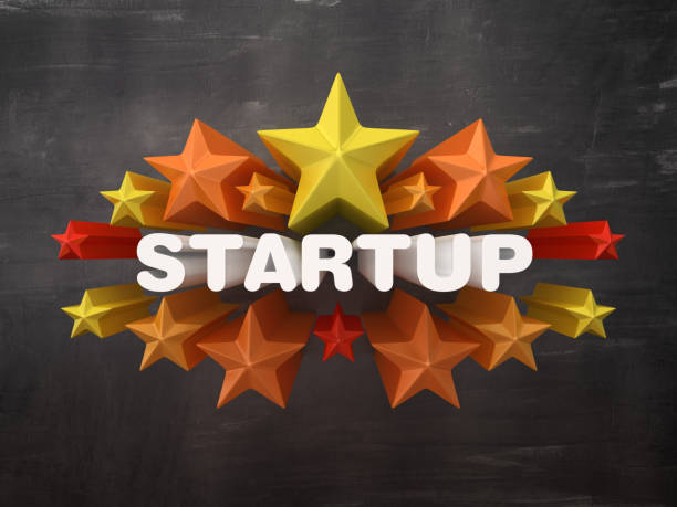 istock Colorful Stars with STARTUP Word on Chalkboard Background - 3D Rendering 1171590294