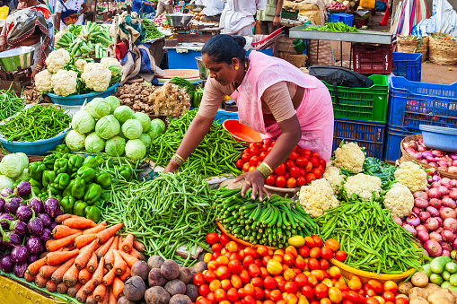 GOA, INDIA - APRIL 06, 2012: Fruts and vegetables at the local market in India