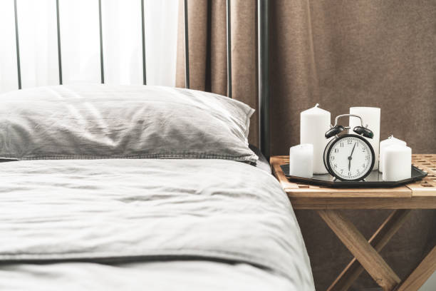 istock Cozy gray bedroom interior with comfortable bed 1171595465