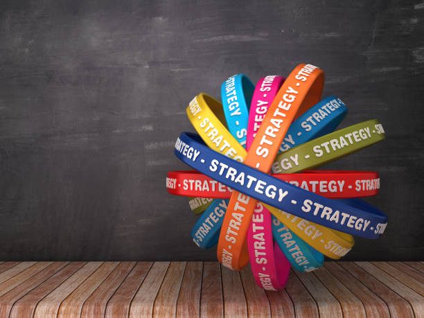 istock Circular Ribbons with STRATEGY Word on Chalkboard Background - 3D Rendering 1171597976