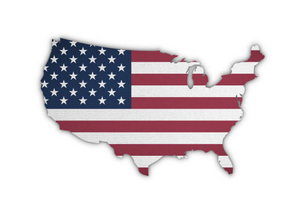 istock American flag pattern in country map shape on cotton fabric texture textile on white background 1171611871