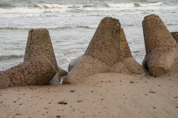 istock Wave-breakers on the seashore of the Baltic Sea 1171612003
