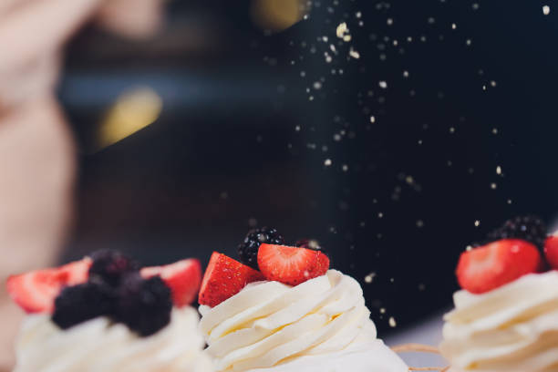 istock Dessert with berries on a meringue with cream. 1171614543