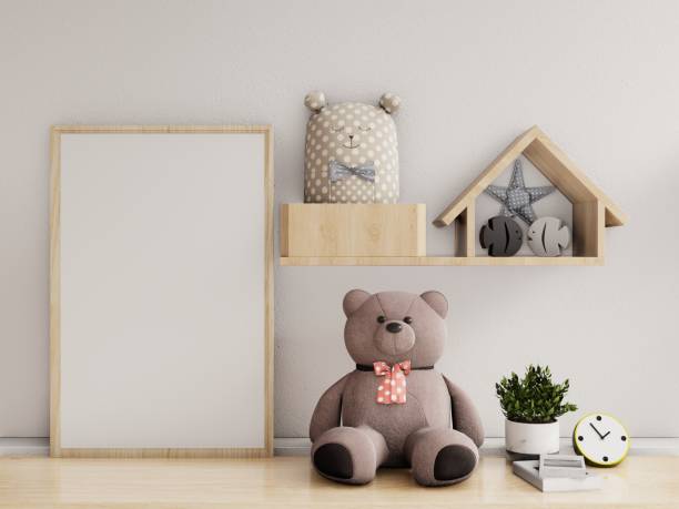 istock Mock up posters in child room interior 1171614796