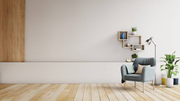 istock The interior has a armchair on empty white wall background 1171614802