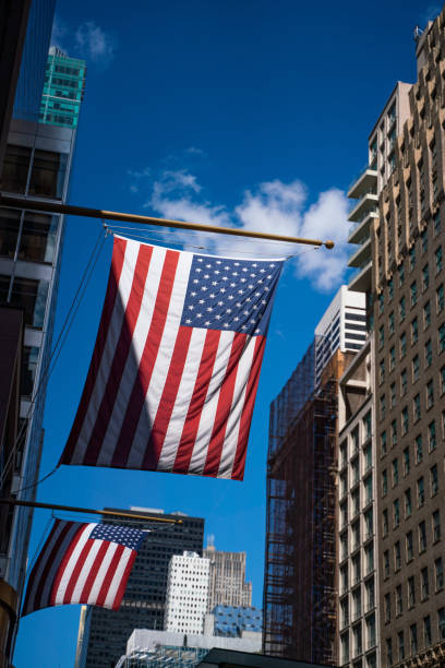 istock American flags on a building in New York 1171619305