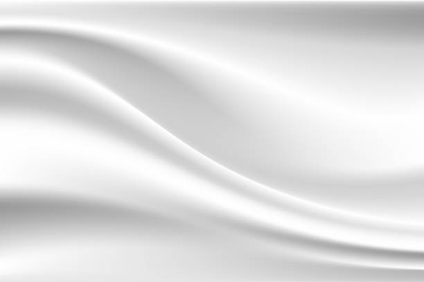 white silk cloth fabric wave overlapping with light and shadow. white and gray abstract texture background and copy space for web design white silk cloth fabric wave overlapping with light and shadow. white and gray abstract texture background and copy space for web design textured silver flowing wave pattern stock illustrations