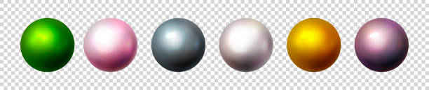 istock Shiny pearl isolated on transparent background. Multicolored orbs, spherical balls and 3D circle glass buttons. Glossy sphere, icons set. Vector objects for decoration. Illustration. 1171621987