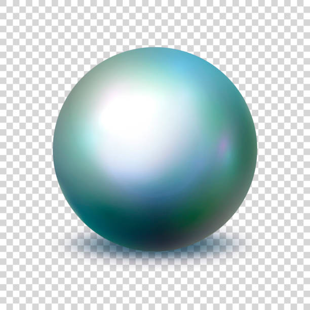 istock Pearl. Realistic single 3d object. Green blue color orb isolated on a transparent background. Vector illustration 1171621988