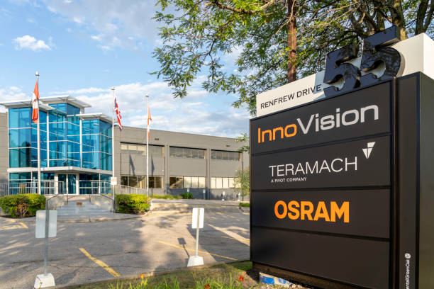 OSRAM Canada at its Head office in Markham, Ontario, Canada. Markham, Ontario, Canada - August 16, 2019: OSRAM Canada at its Head office in Markham, Ontario, Canada. Osram Licht AG is a multinational lighting manufacturer headquartered in Germany. licht stock pictures, royalty-free photos & images