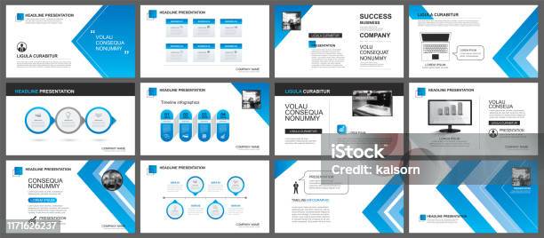 Presentation And Slide Layout Background Design Blue Gradient Arrow Template Use For Business Annual Report Flyer Marketing Leaflet Advertising Brochure Modern Style Stock Illustration - Download Image Now
