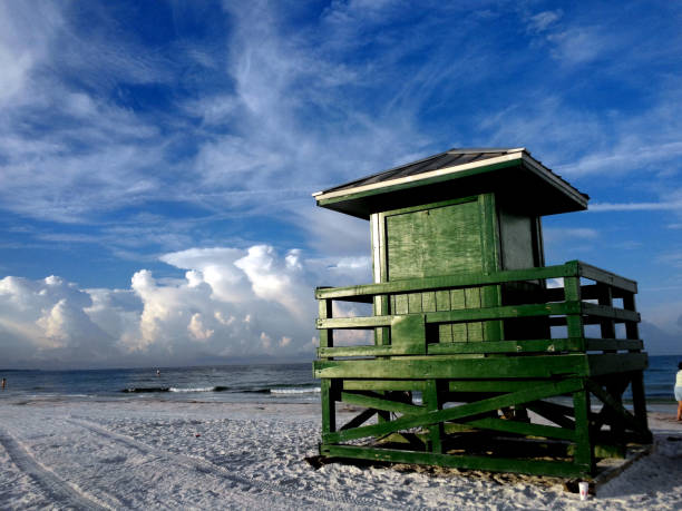 istock colorful lifeguard hut on empty beach 1171626967