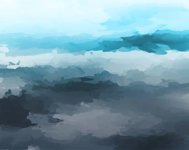 Vector illustration of abstract watercolor style cloudy landscape background