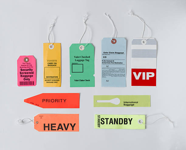 luggage tags stock photo