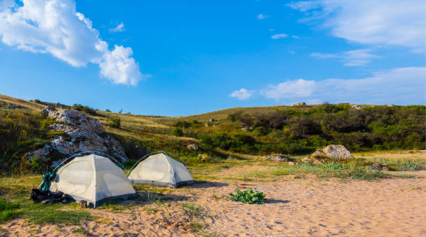 istock touristic camp among a green hills 1171643491