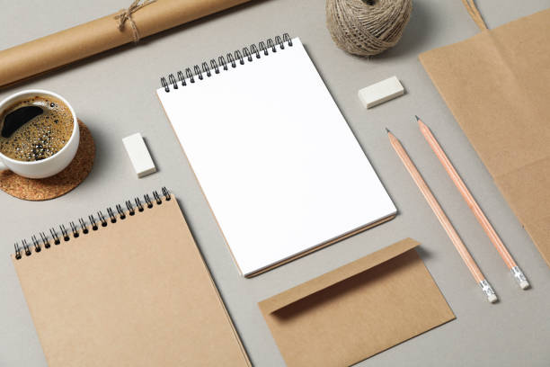 istock Mockup. Corporate stationery on grey background, copy space 1171643550