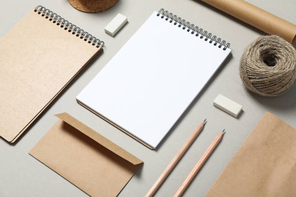 istock Mockup. Corporate stationery on grey background, copy space 1171643561