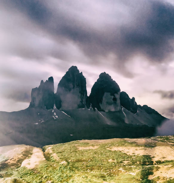 Three Peaks of Lavaredo after dusk.