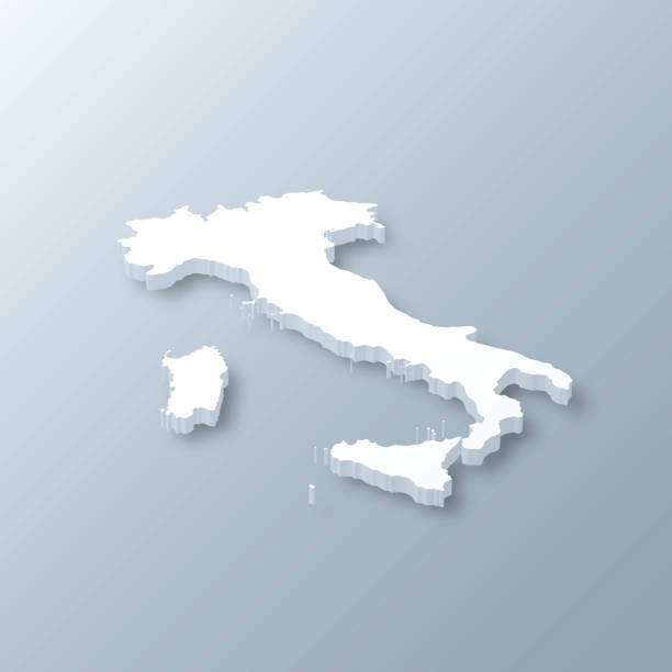 illustrazioni stock, clip art, cartoni animati e icone di tendenza di mappa 3d italia su sfondo grigio - italia