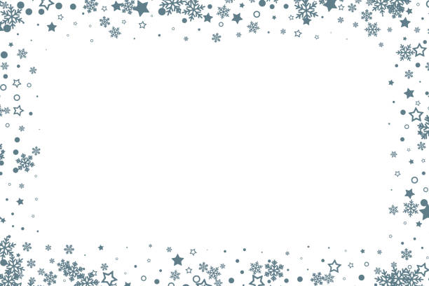 illustrations, cliparts, dessins animés et icônes de décoration de noel. élément de conception de vacances d'hiver avec des flocons de neige et des étoiles. cadre ornemental de vecteur - guirlande décoration illustrations
