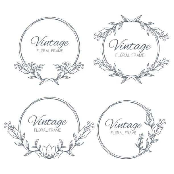 ilustrações, clipart, desenhos animados e ícones de ajuste o frame floral desenhado mão. grinalda floral com as folhas para o casamento. elementos decorativos para o projeto. ilustração do vetor - wedding black and white weddings rose