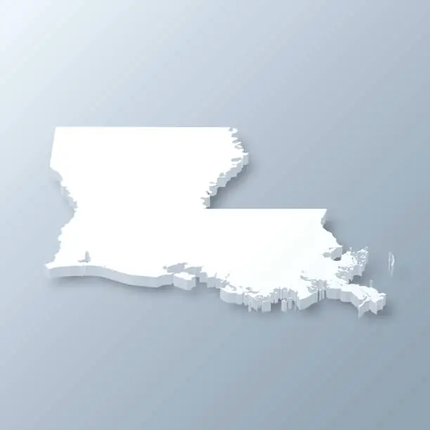 Vector illustration of Louisiana 3D Map on gray background