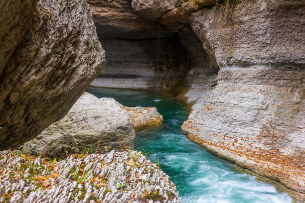 istock mountain river with emerald-colored water in a stone gorge 1171653846