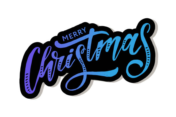 istock Christmas lettering Calligraphy Brush Text Holiday Sticker Watercolor 1171654779