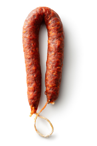 Meat: Chorizo Sausage Isolated on White Background