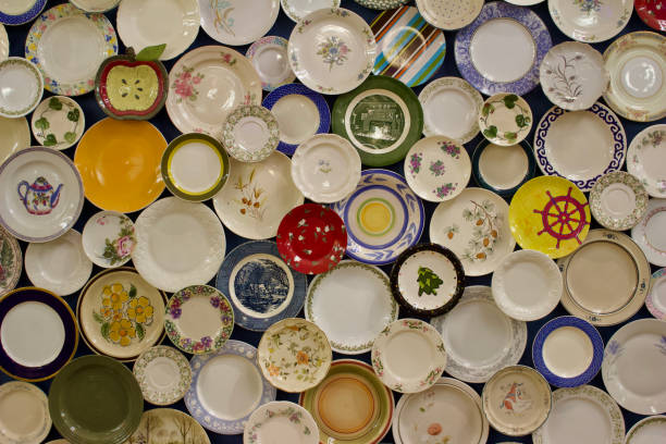 istock Abstract art collage texture of many vintage dinner plates 1171658348