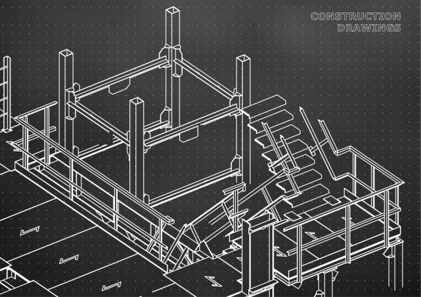 ilustrações de stock, clip art, desenhos animados e ícones de metal constructions. volumetric construction - backgrounds dirty metal industry