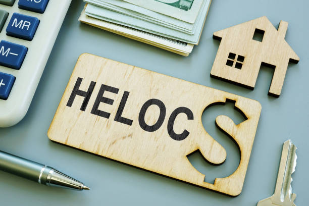 HELOC stamped in a wooden board with dollar sign
