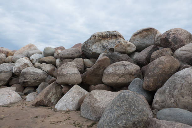 istock Retaining wall made of stones, boulders. 1171665216