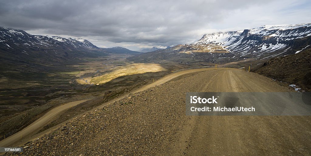 Brei&#240;dalshei&#240;i Mountain Pass, Iceland In the east of Iceland the main road (1) leads up to a pass through the mountains. The image shows the view to the southeast. Cloud - Sky Stock Photo