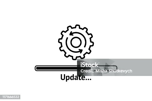 istock Loading process. Update system icon. Concept of upgrade application progress icon for graphic and web design. Upgrade Update system icon. 1171666532