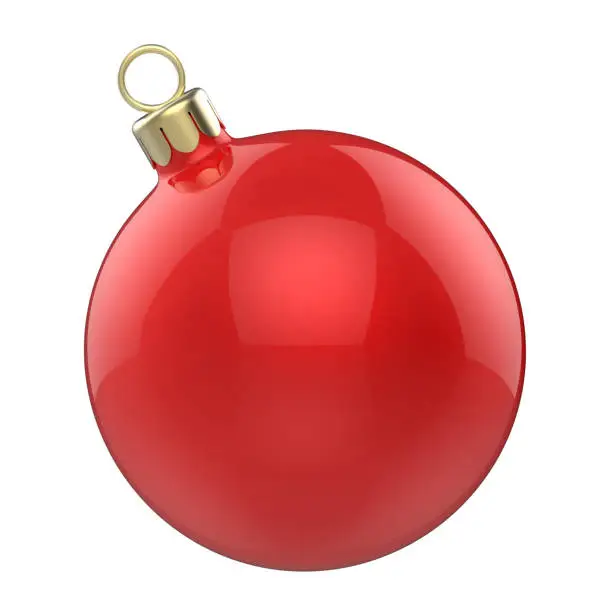 New year Christmas-tree Christmas toy red ball. 3D render isolated on white background.