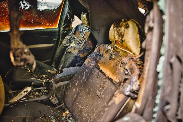 istock The interior of a burnt-out car 1171675040