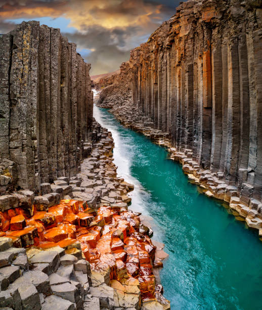 istock Breathtaking view of Studlagil basalt canyon, Iceland. 1171675354