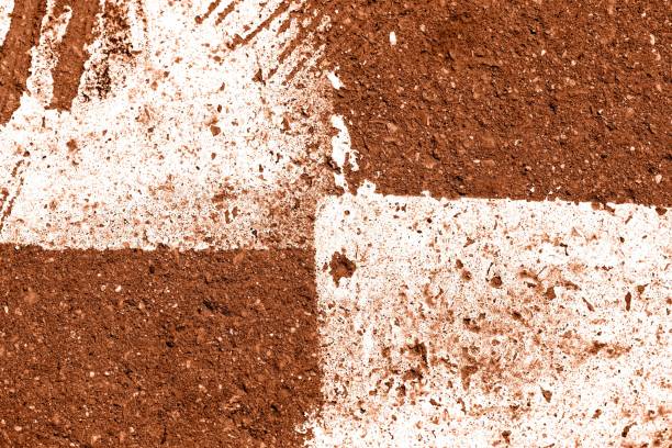 istock Old dirty asphalt surface with white paint on it brown color toned 1171679552
